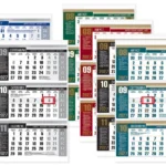 Office CHROME трисекционен работен календар 2027 — всички 6 цвята