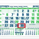 office-s-2027-zelen Office S едносекционен работен календар 2027 — зелен